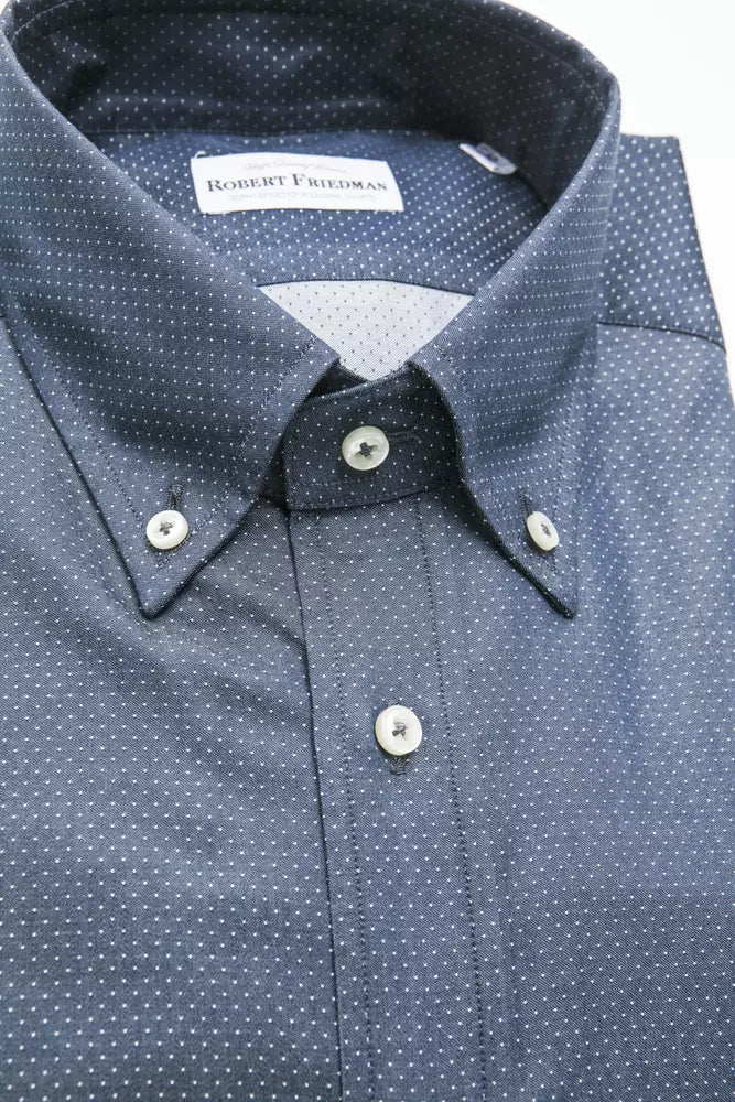 "Blue Cotton Men Shirt with Button Down Design" - ventzia