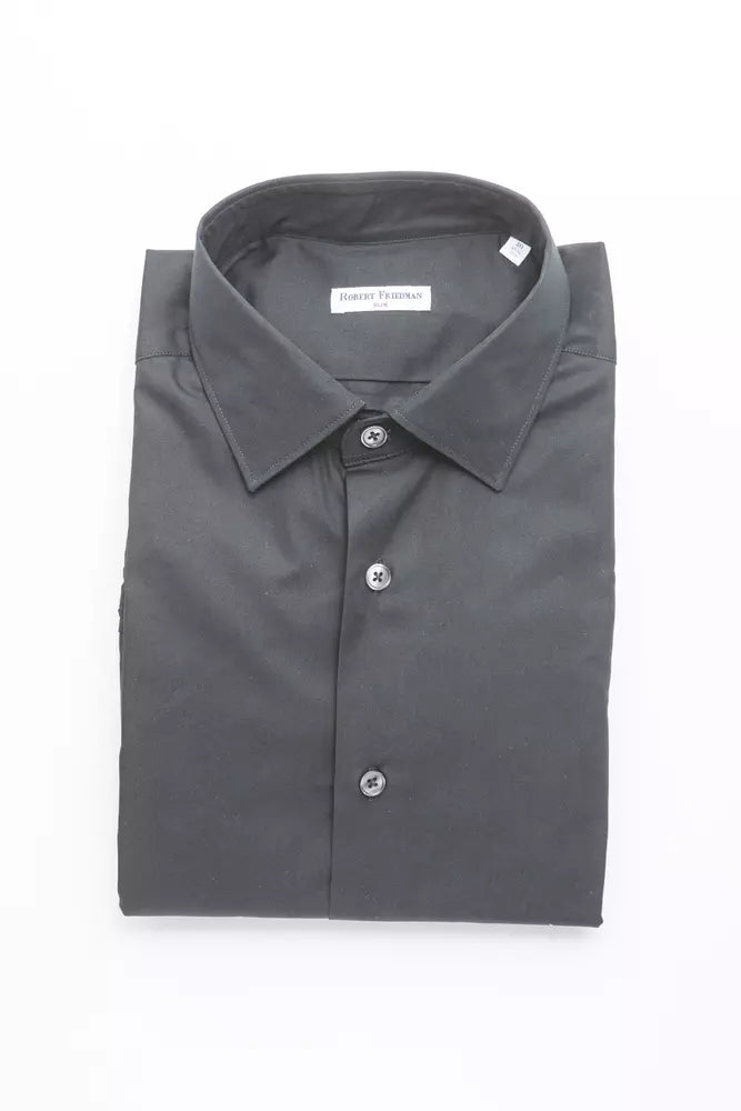 Black Cotton Men Shirt - ventzia
