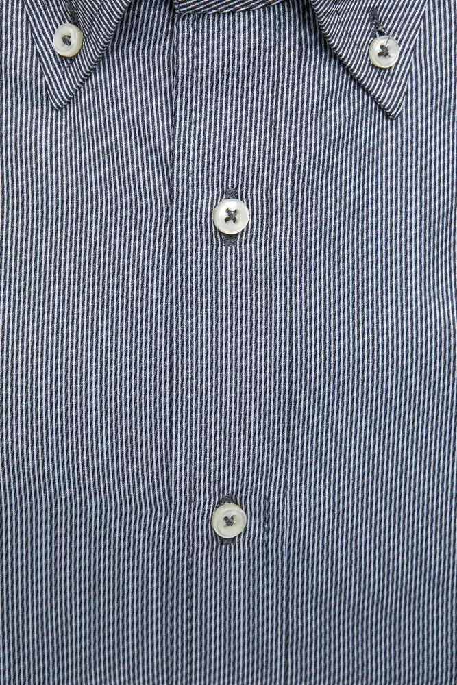 Blue Cotton Men's Shirt - ventzia