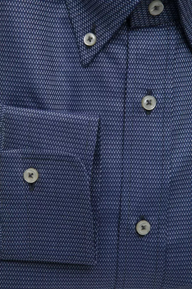 Blue Cotton Men Shirt - ventzia