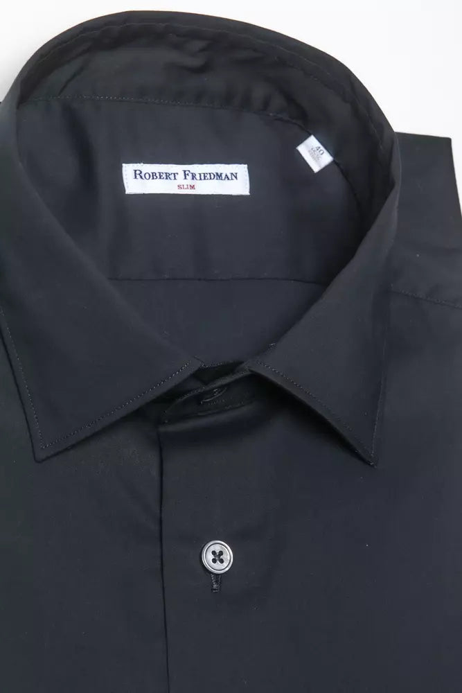 Black Cotton Men's Shirt - ventzia
