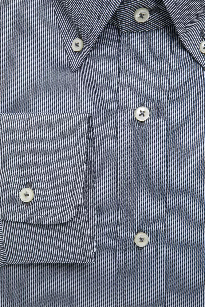 Blue Cotton Men's Shirt - ventzia