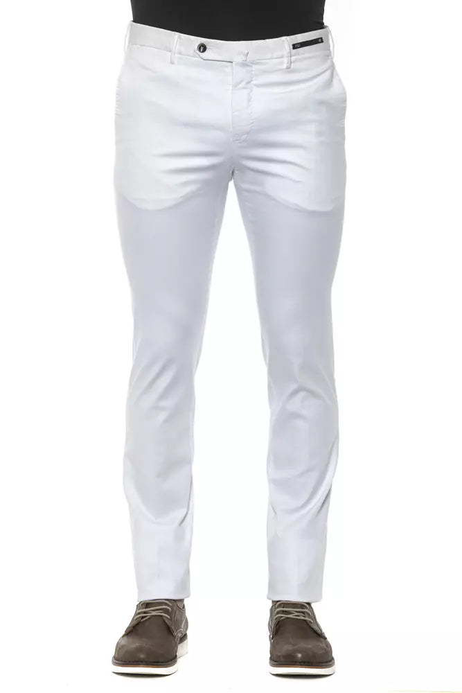 White Cotton Men Trouser - ventzia