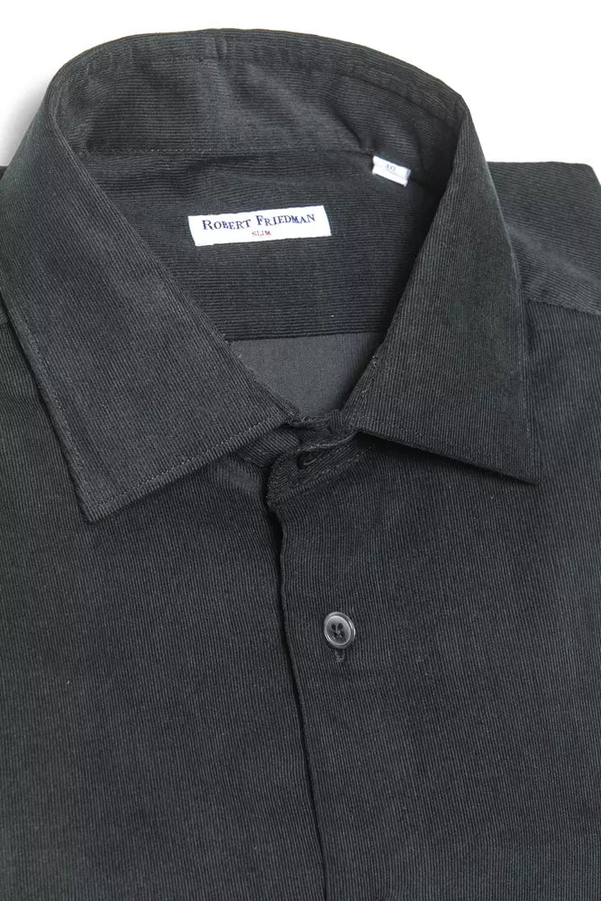Black Cotton Men Shirt - ventzia