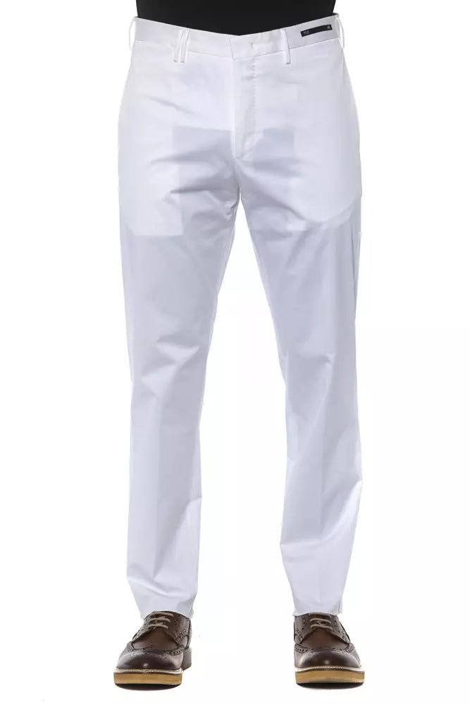 White Cotton Men's Trousers - ventzia