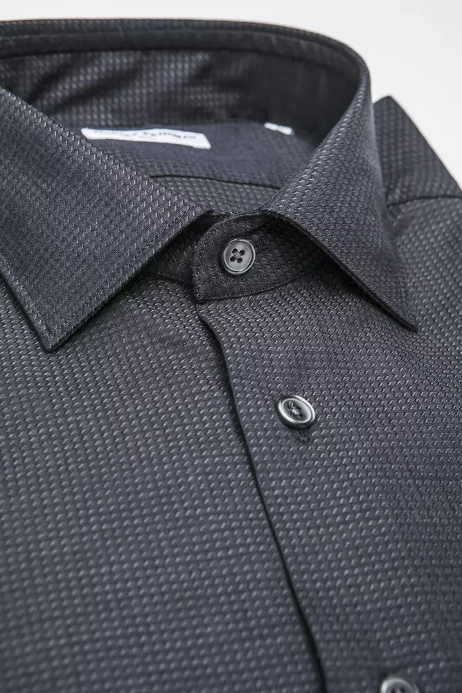 Black Cotton Men Shirt - ventzia