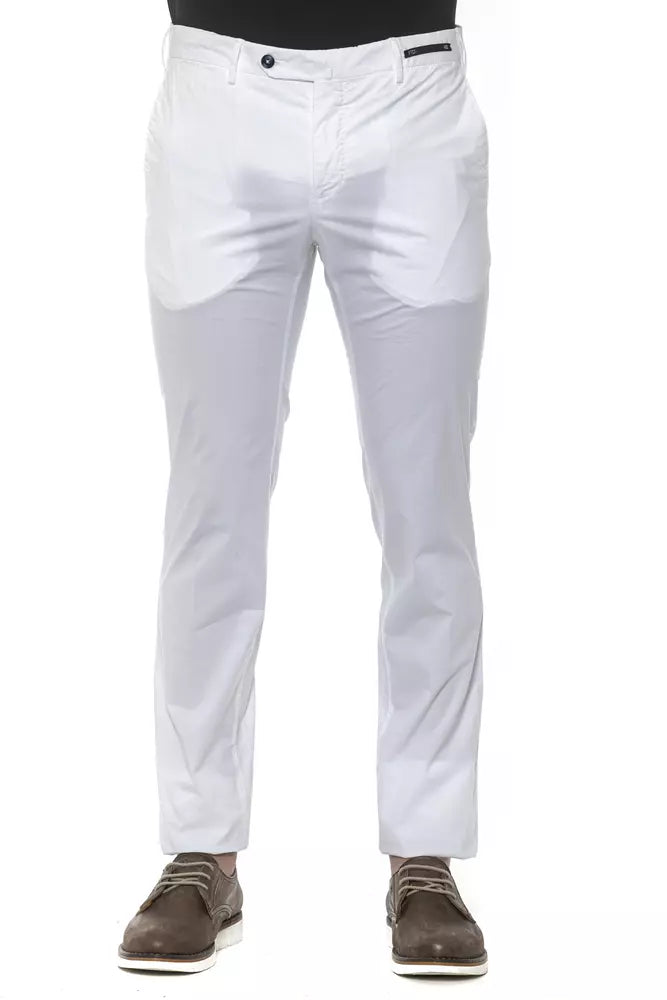 White Cotton Men Trouser - ventzia