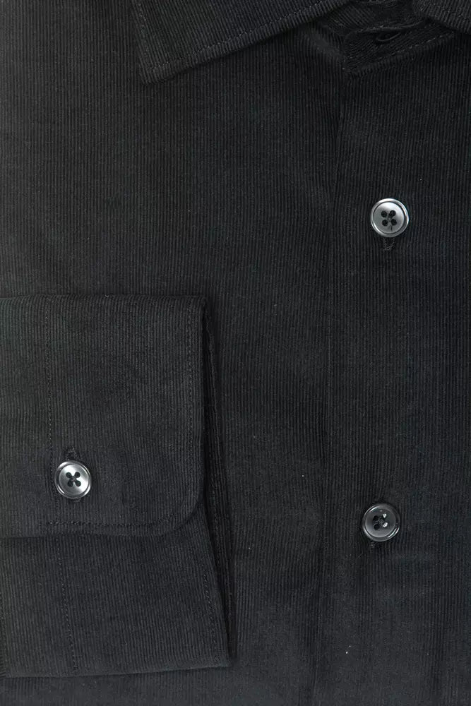 Black Cotton Men Shirt - ventzia