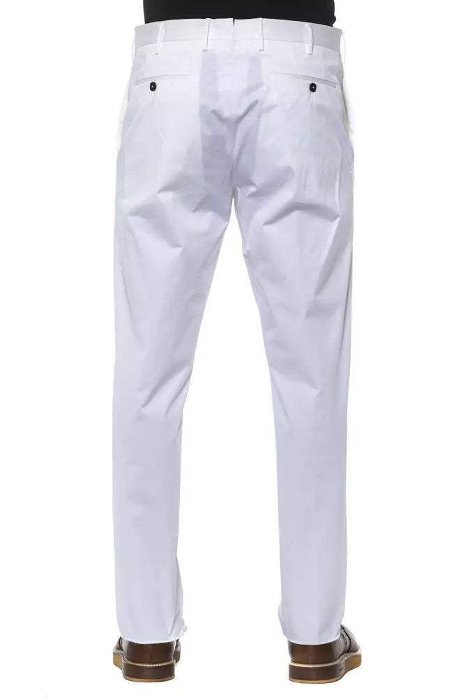 White Cotton Men's Trousers - ventzia