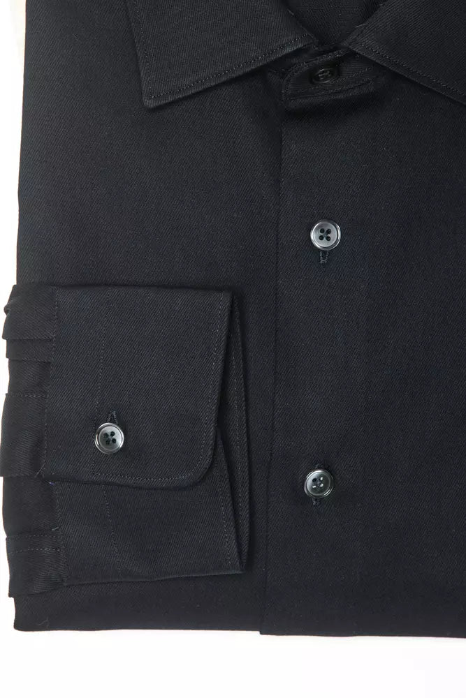 Black Cotton Men Shirt - ventzia