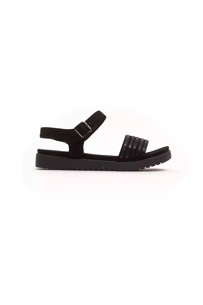 Black Textile Women Sandal - ventzia