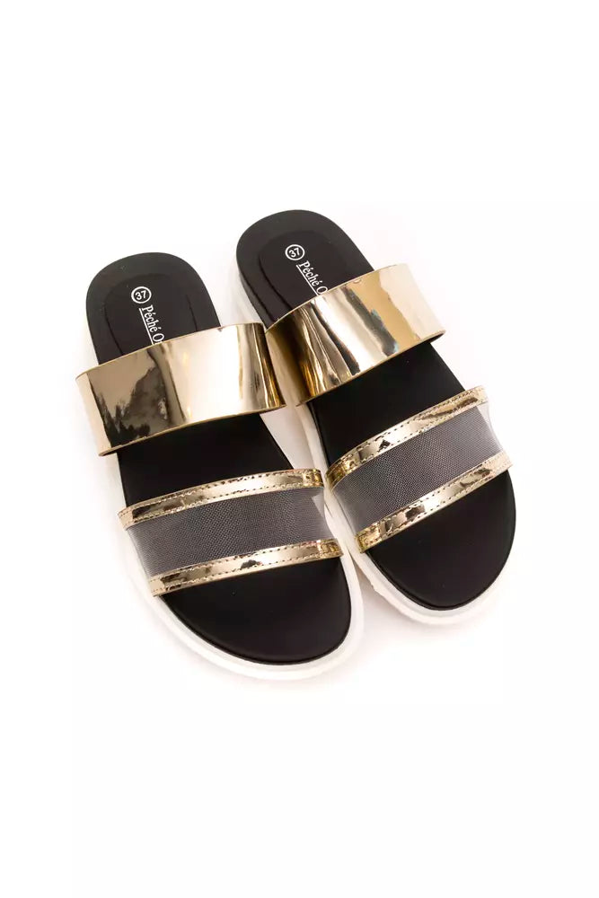 Gold Polyethylene Women Sandal - ventzia