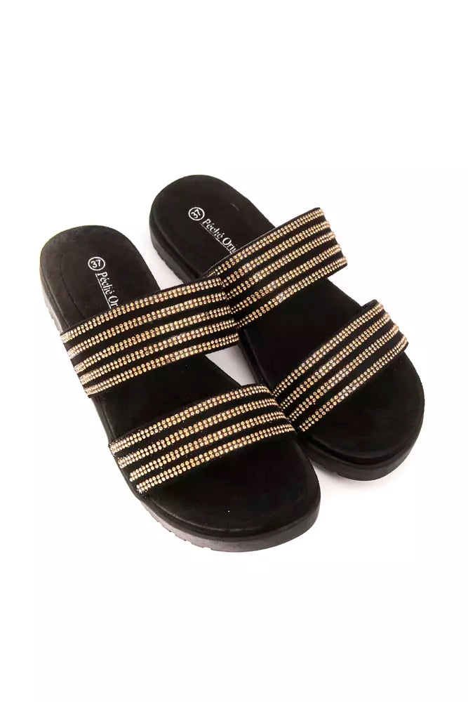 Gold Textile Women Sandal - ventzia