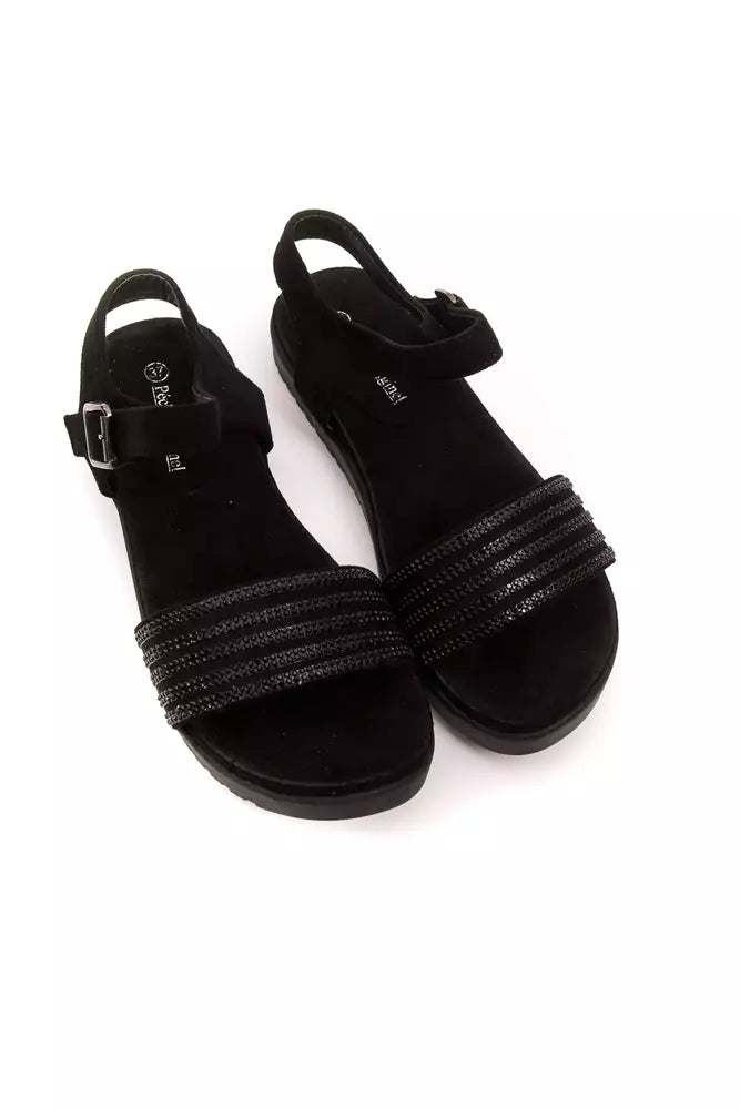 Black Textile Women Sandal - ventzia
