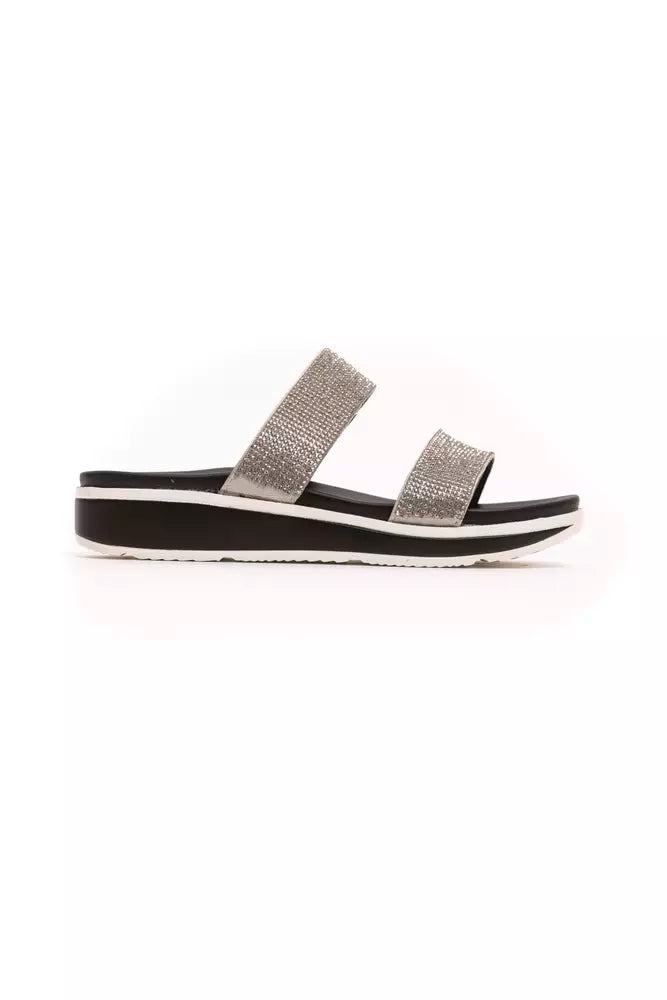 Silver Textile Women Sandal - ventzia