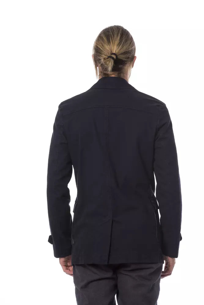 Elegant Double Breasted Blue Blazer - ventzia