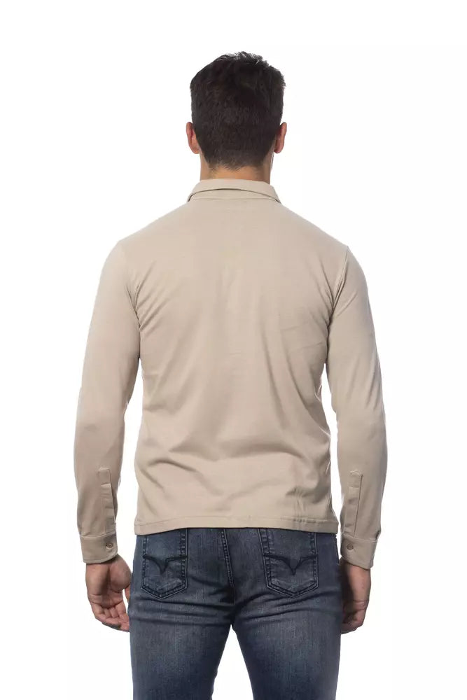 Beige Cotton Men Shirt - ventzia