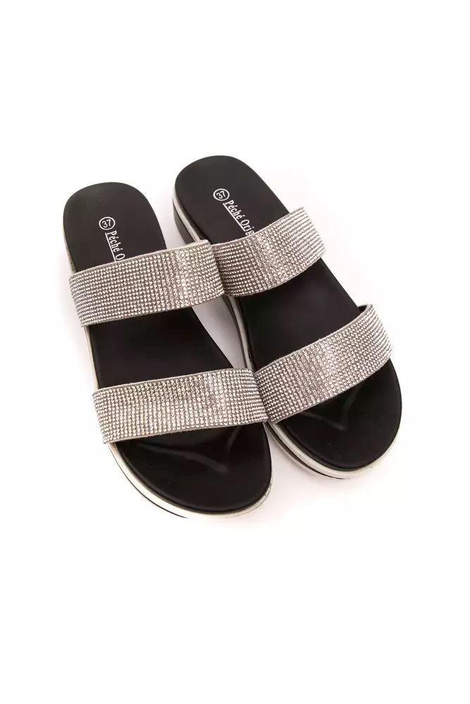Silver Textile Women Sandal - ventzia