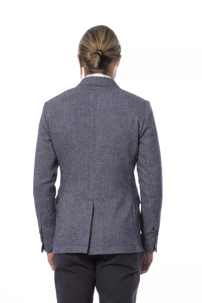 Elegant Blue Single Breasted Blazer - ventzia