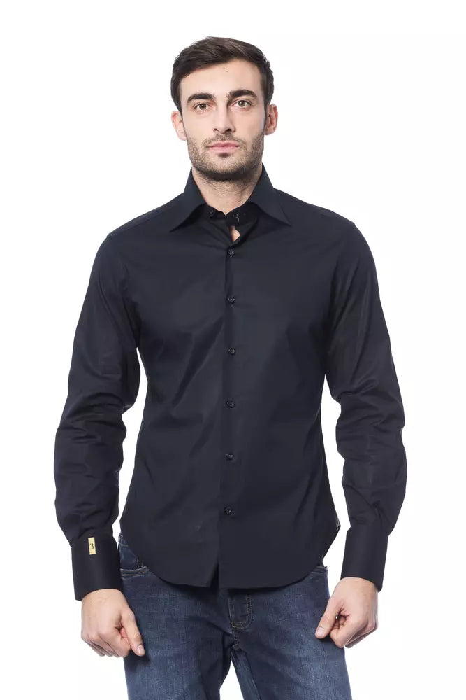 Blue Cotton Men Shirt - ventzia