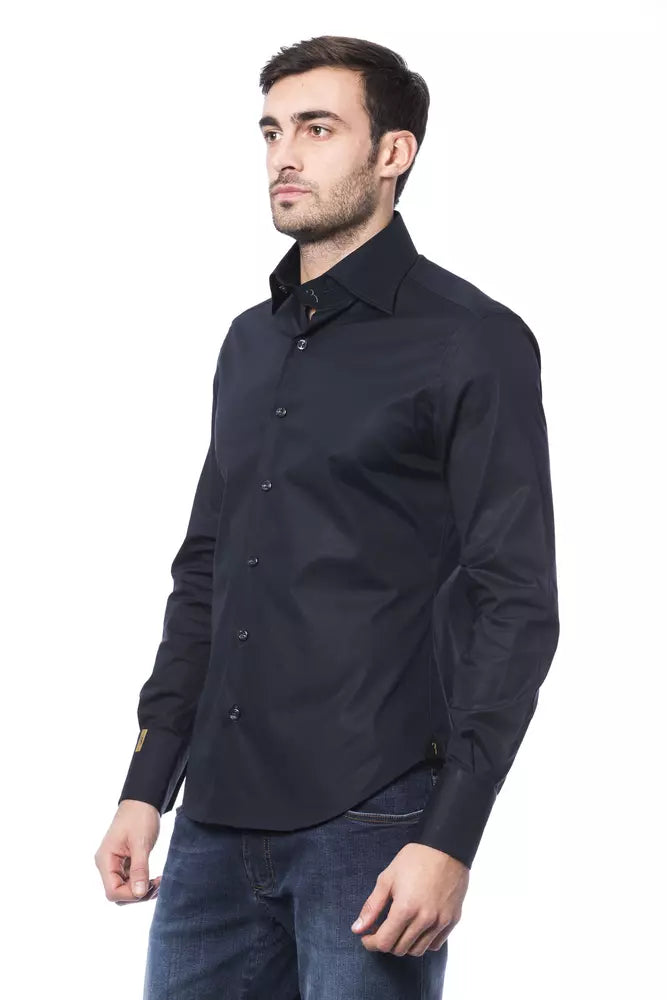 Blue Cotton Men Shirt - ventzia