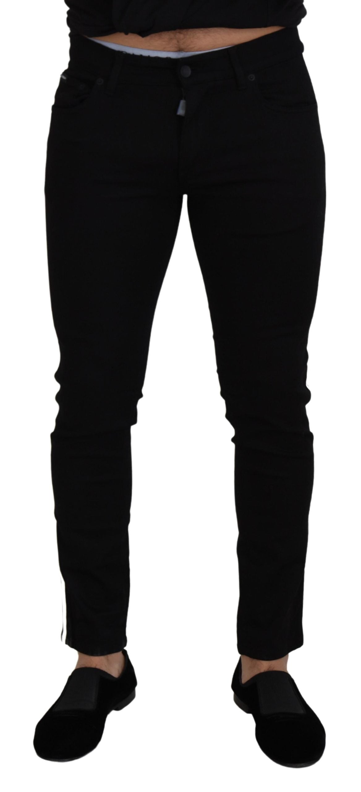Black Cotton DG Crown Men Denim Jeans - ventzia