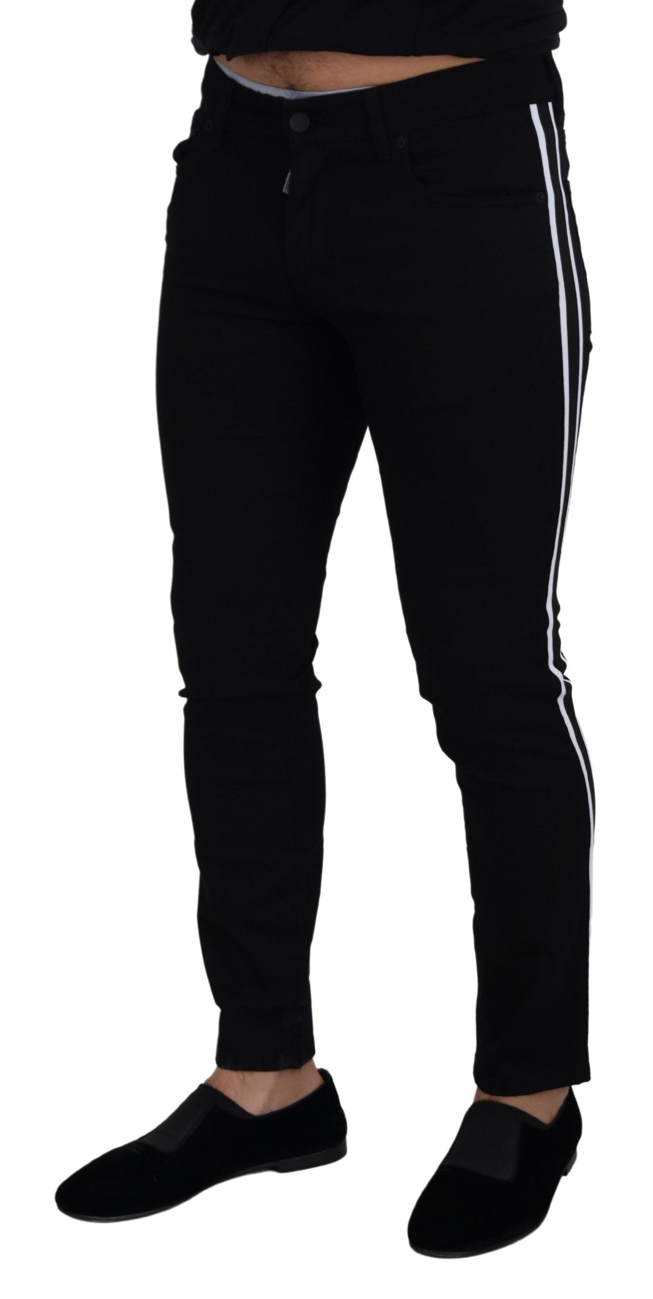 Black Cotton DG Crown Men Denim Jeans - ventzia