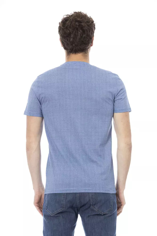 Light Blue Cotton Men T-Shirt - ventzia