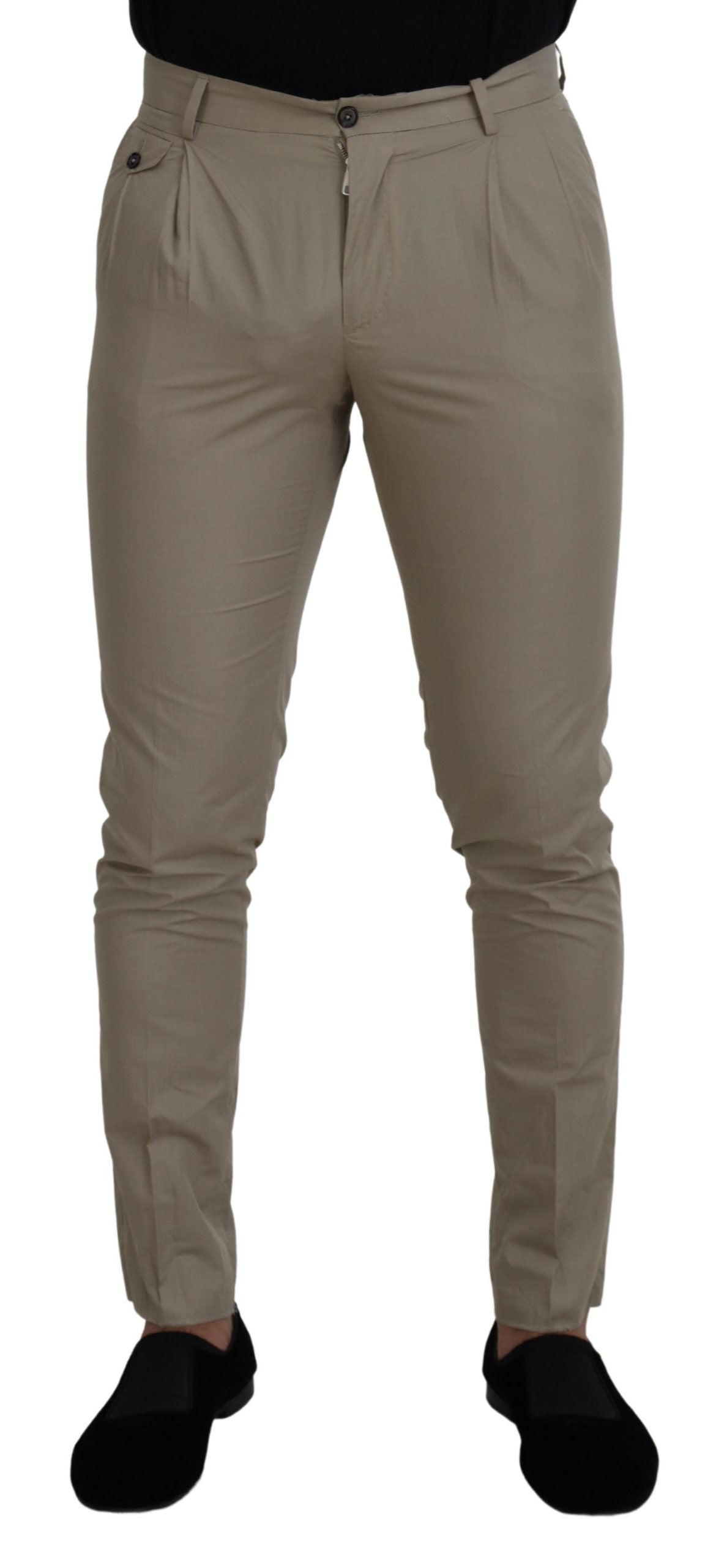 Beige Cotton Slim Fit Men Pants - ventzia