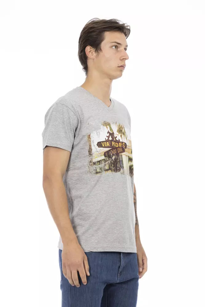 Gray Cotton Men T-Shirt - ventzia