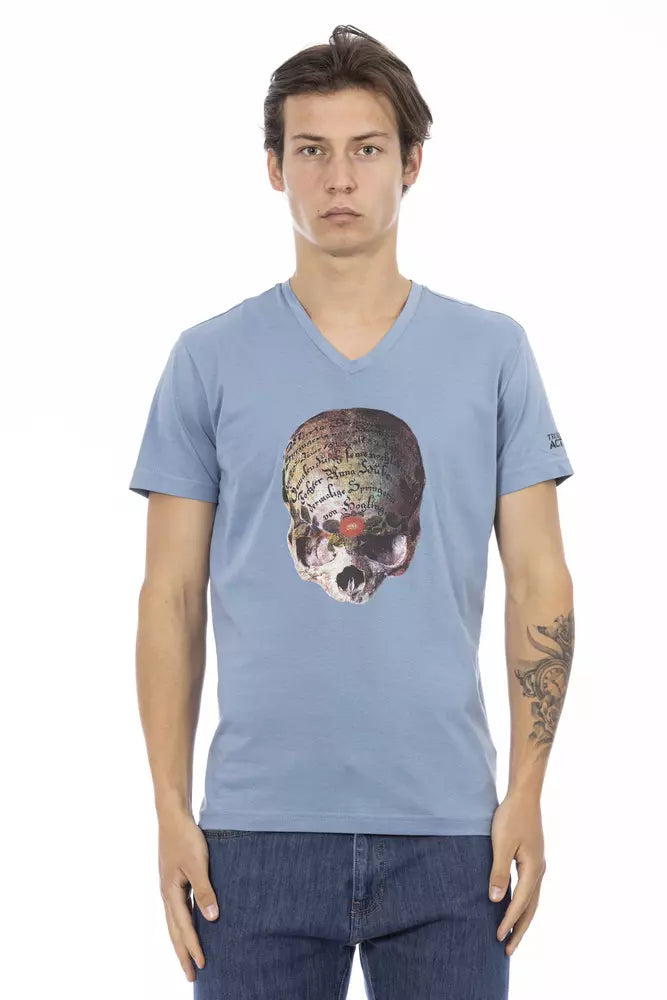 Light Blue Cotton Men T-Shirt - ventzia