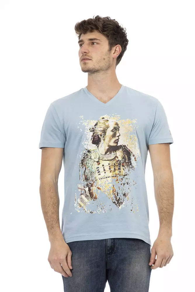Light Blue Cotton Men T-Shirt - ventzia