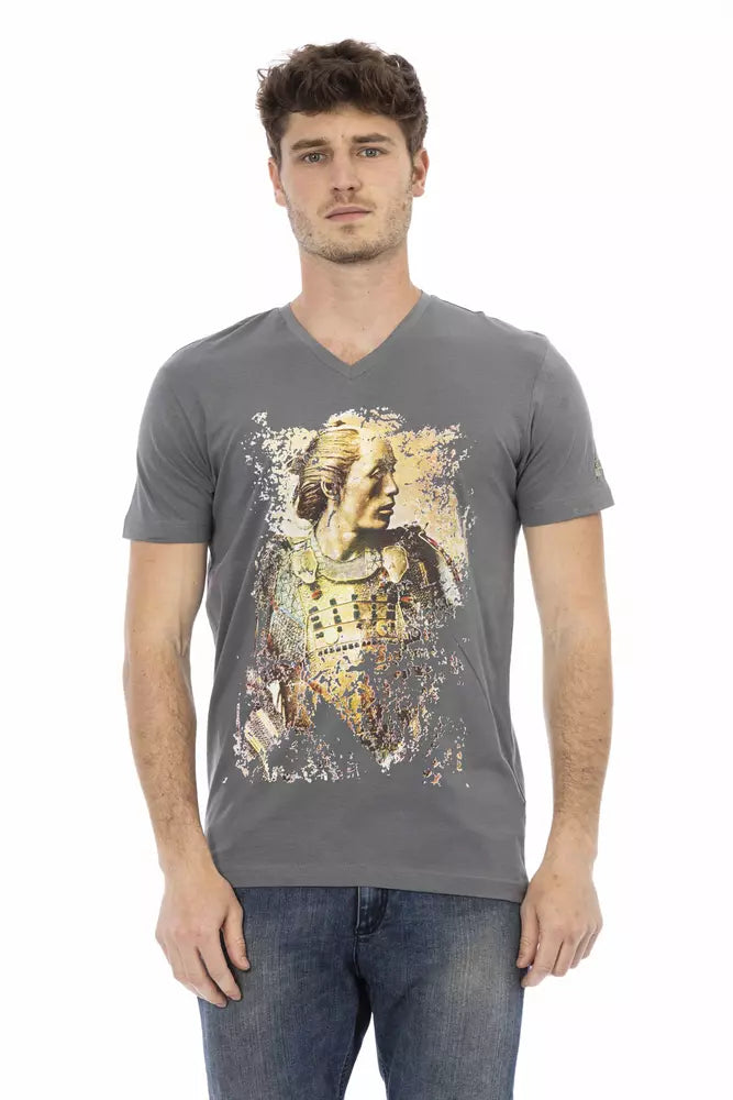Gray Cotton Men T-Shirt - ventzia