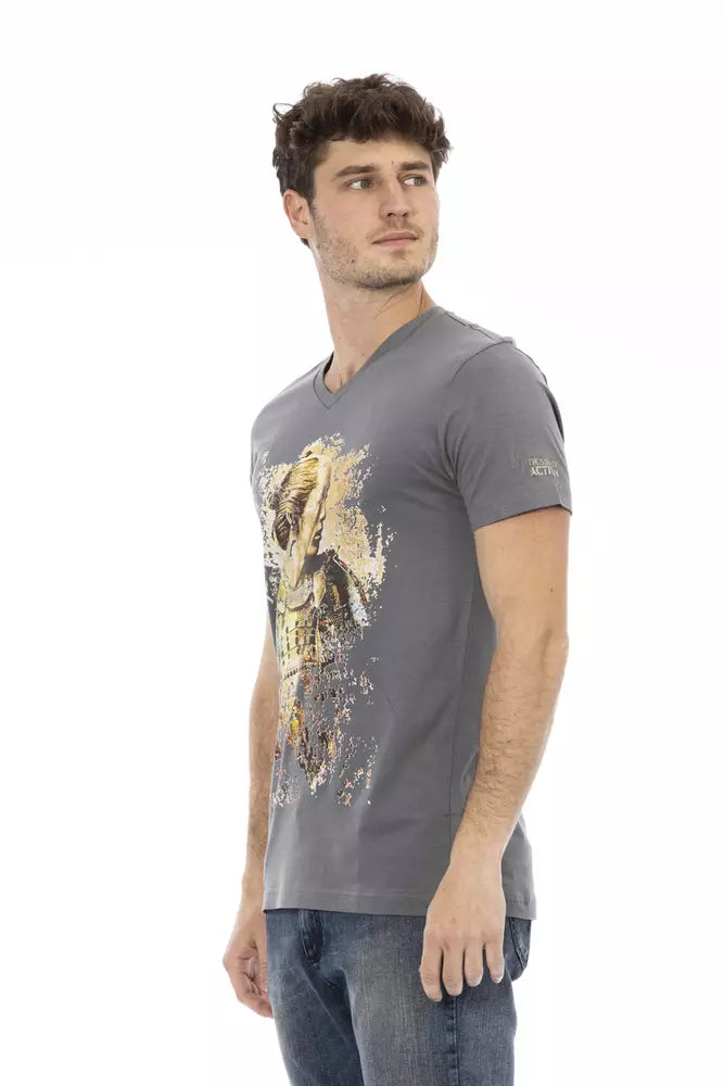 Gray Cotton Men T-Shirt - ventzia