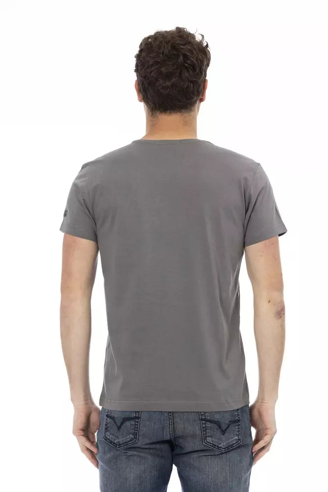 Gray Cotton Men T-Shirt - ventzia