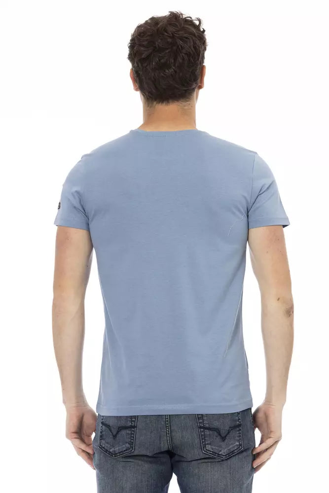 Light Blue Cotton Men T-Shirt - ventzia