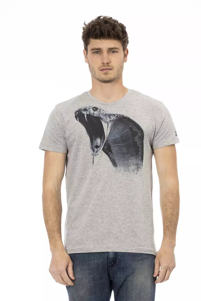 Gray Cotton Men T-Shirt - ventzia