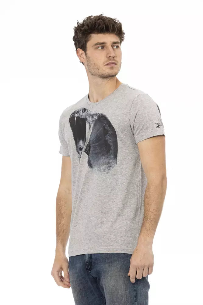 Gray Cotton Men T-Shirt - ventzia