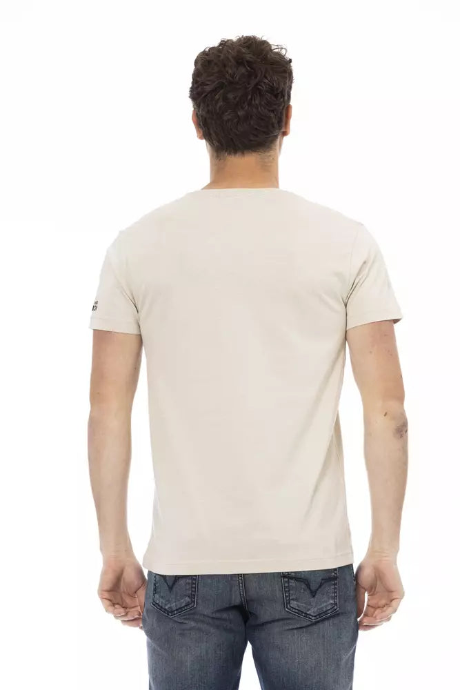 Beige Cotton Men T-Shirt - ventzia