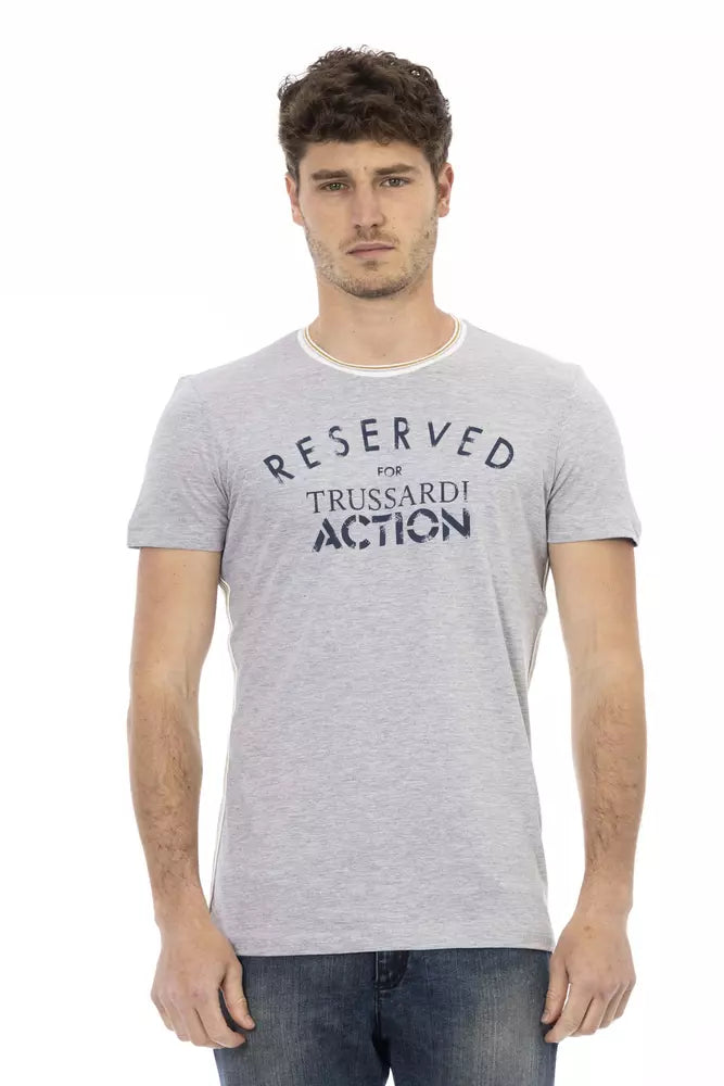 Gray Cotton Men T-Shirt - ventzia