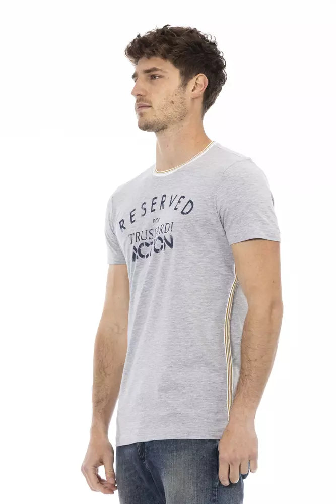 Gray Cotton Men T-Shirt - ventzia