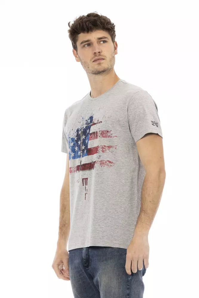 Gray Cotton Men T-Shirt - ventzia