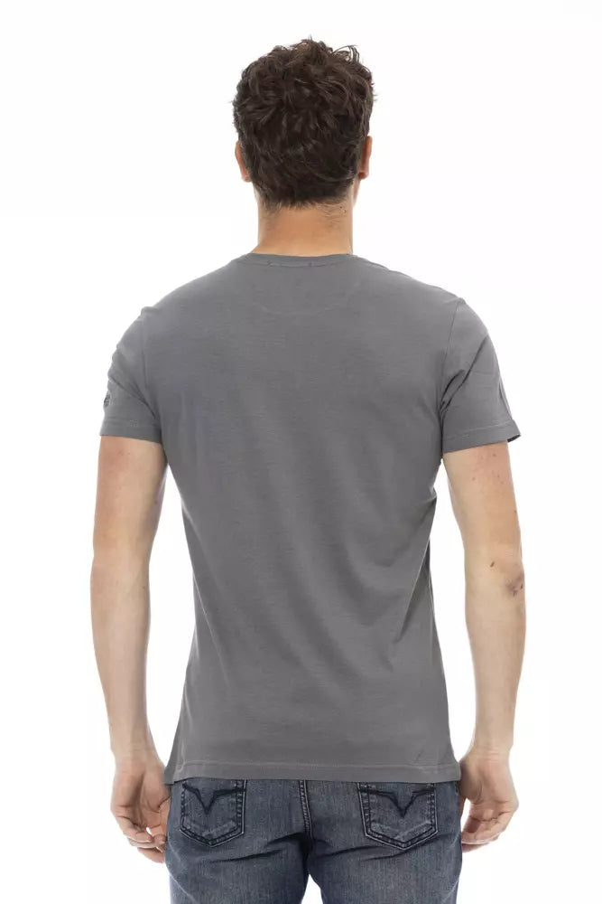 Gray Cotton Men T-Shirt - ventzia