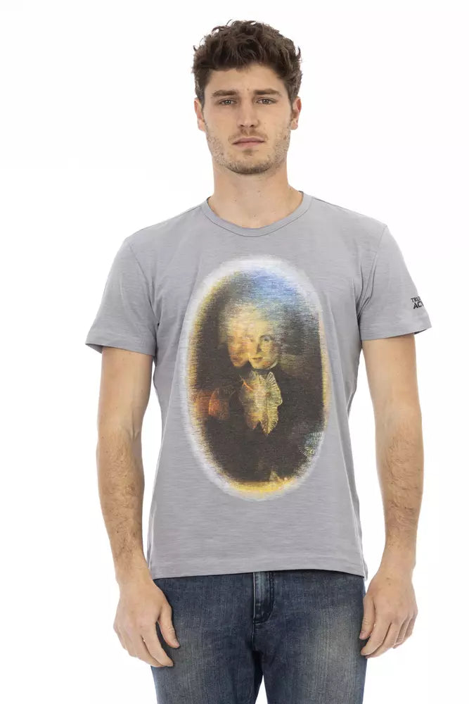 Gray Cotton Men T-Shirt - ventzia
