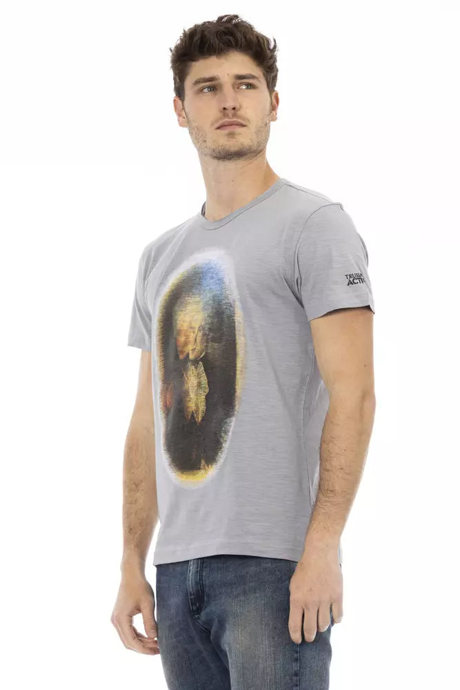 Gray Cotton Men T-Shirt - ventzia