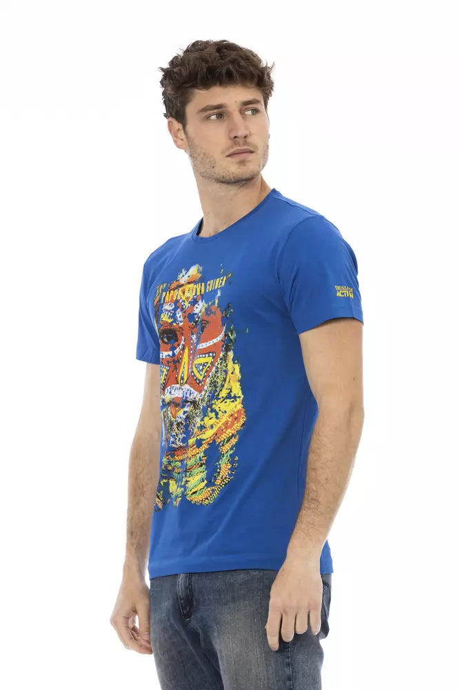 Blue Cotton Men T-Shirt - ventzia