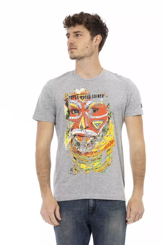 Gray Cotton Men T-Shirt - ventzia