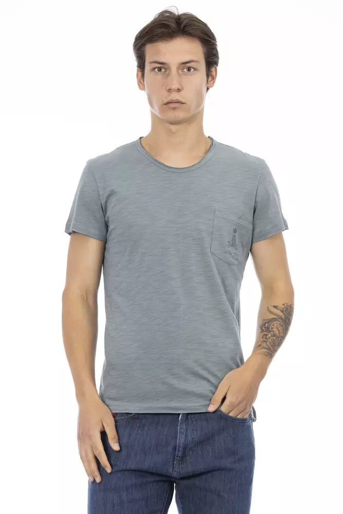 Gray Cotton Men T-Shirt - ventzia