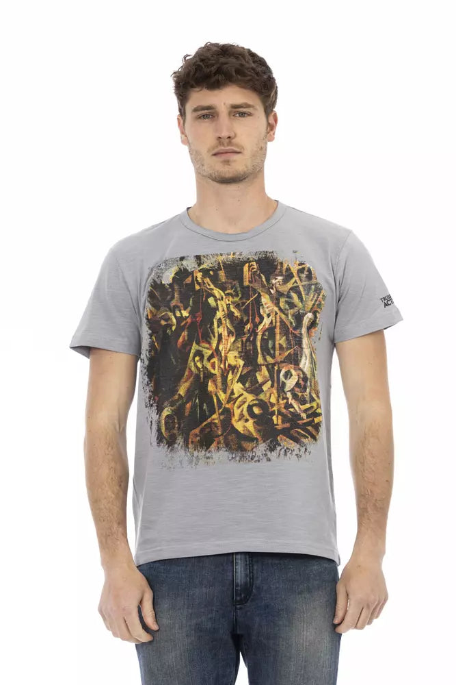 Gray Cotton Men T-Shirt - ventzia