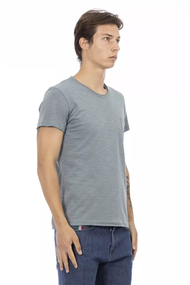 Gray Cotton Men T-Shirt - ventzia